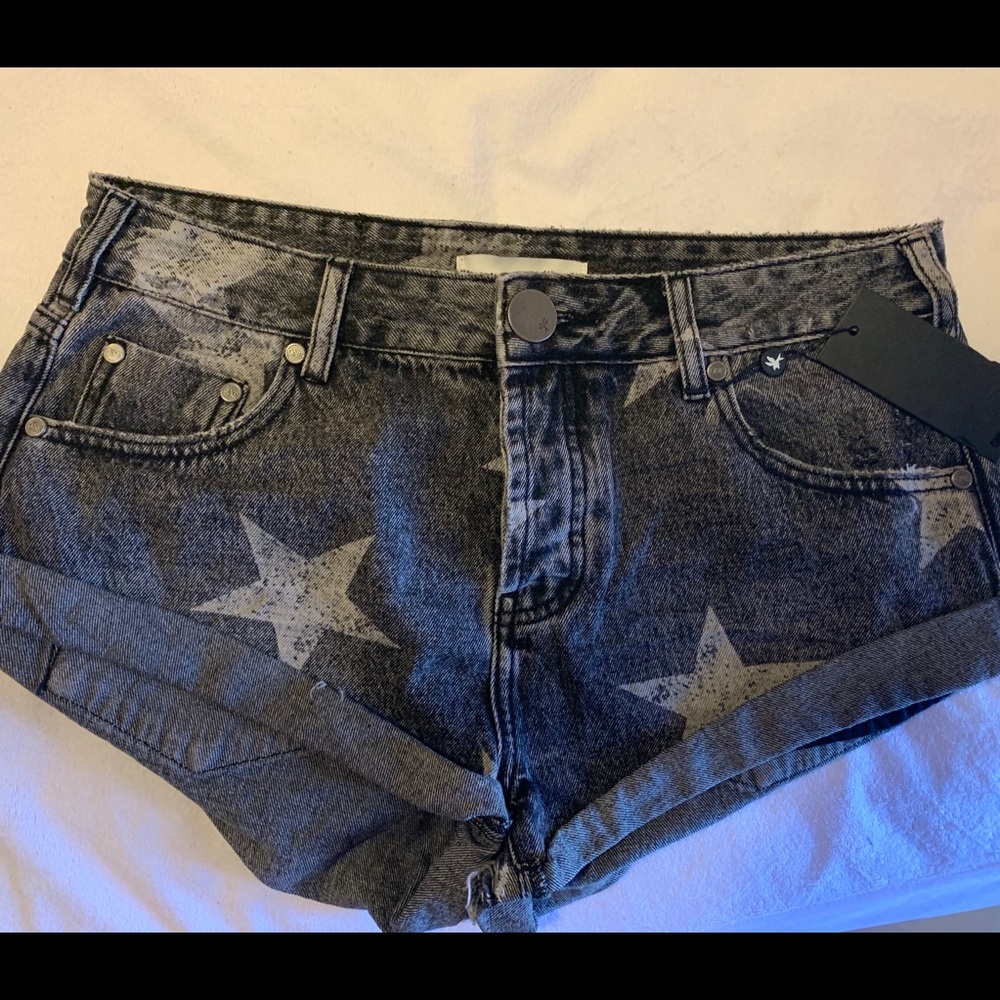 NWT Camden star bandits denim shorts ONE TEASPOON